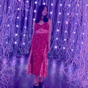 Elegant Red Floral Dress